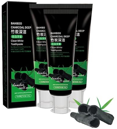 Aktivkohle Zahnpasta, Natürliche Zahnaufhellung -Bamboo Charcoal Zahnpasta Weisse Zähne, Deep Clean White Toothpaste, Natürliche Zahnaufhellung & Frischen Atem, Aufhellende Zahnpasta-110g (3)