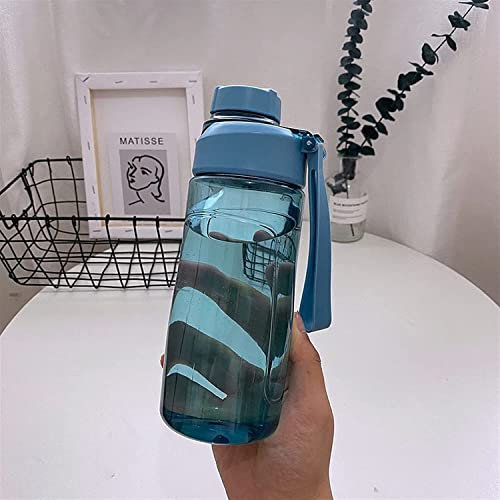 GAOJUNAN Trinkflasche, Mode Wasserflasche Sport Kunststoff Tragbare Flasche Weiblich Sommer Sport Tasse Trend Freizeit Kreative Wasserbecher BPA-freie(Blue,650ML)