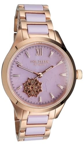 HOLZKERN Damen-Armbanduhr Automatik Kaleidoscopic Amethyst/Keramik | modische Uhr für Frauen mit kratzfestem Saphirglas und geriffelter Krone