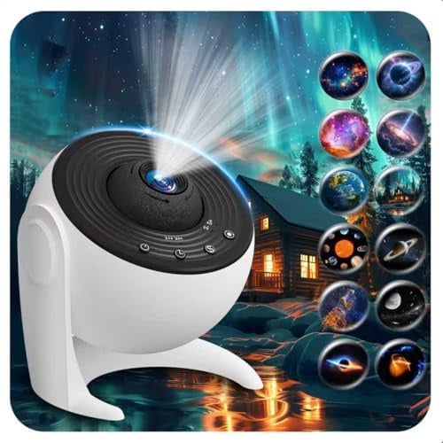 FlyLily Proiettore Stelle Soffitto, luce notturna bambini 13 In 1, Proiettore Stelle Soffitto Con Timer, Lampada Proiettore Galassia Con Ruotabile A 360° Per Bambini, Feste, Natale, Bianco