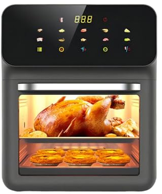 Freidora de Aire y Horno Cocinar Hornear Patatas Fritas Pizza Pollo Filete | Freidora de Aire con Horno Rotatorio para Encimera Hogar, Pizza, Pollo, Patatas Fritas, Bistec