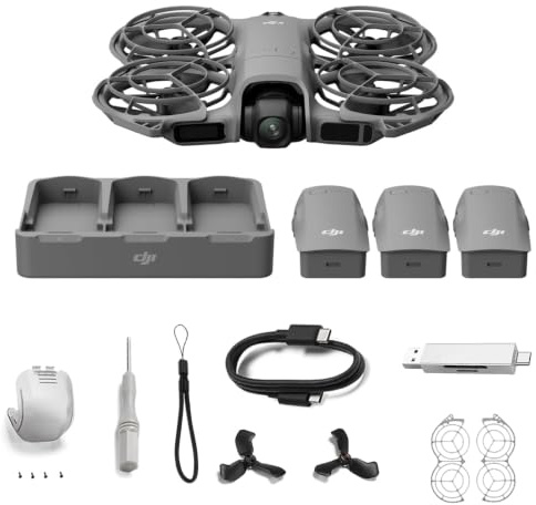 DJI Neo 2 Combo Fly More (drone singolo), drone 4K con fotocamera, decollo e atterraggio dal palmo, controllo con gesti (Spina)