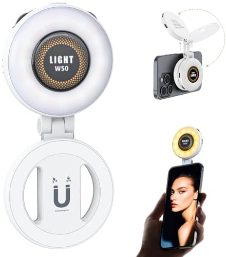 Magnetic Portable Selfie Light for iPhone - Phone Ring Light Rechargeable for Camera Picture Make up Photos Video Conferences LED Selfie Ring Fill Light TikTok/Zoom Calls/Video Conference