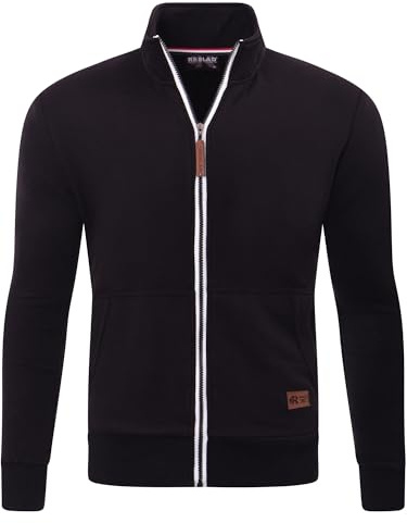 Reslad Sweatjacke Herren ohne Kapuze | Sweatshirt mit Reißverschluss | Leichter Pullover mit Zipper aus bequemer Baumwolle - eleganter Männer Sweater Pulli mit Stehkragen RS-1015