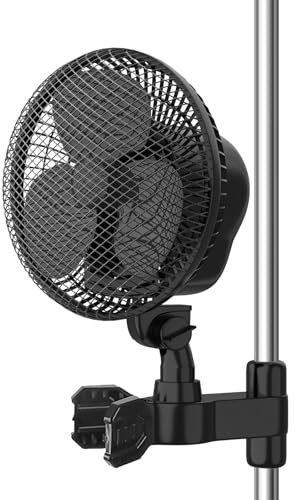 TECKZOON Grow Ventilator mit Clip, 22cm Durchmesser, 25W, Tragbarer USB Ventilator mit 3 Geschwindigkeiten Oszillierender Leiser Umwälz Klemmventilator für Zuhause, Büro, Camping, Grow Zelt