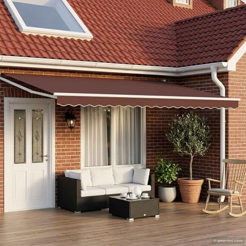 Tenda da Sole Elettrica con Pannello Solare 4x2 Metri Marrone e Bianco, Telaio in Alluminio, Include Telecomando e Manovella per Funzionamento Manuale, Design Moderno per Terrazzo