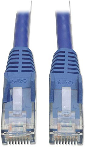 Eaton Cat6 Gigabit Snagless Molded UTP Patch Ethernet Cable, RJ45 Male-to-Male Cable, 1 Foot / 0.3 Meters (N201-001-BL)