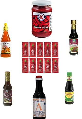 7 tlg. Saucen Set sojasauce austernsauce sambaloelek sriracha hoisin ketjap manis sushiset chili dips