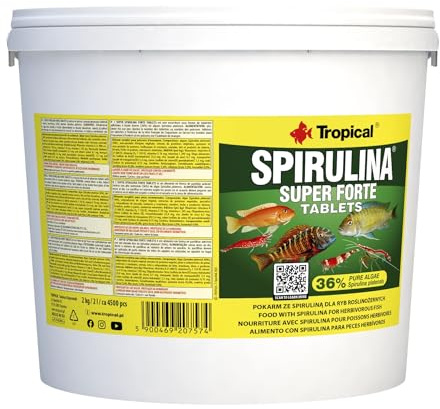 Super SPIRULINA Forte Tablets 2L / 2kg / 4500 pcs - spirulina-Rich Adhesive Tablets for herbivorous Fish, Cichlids & Crustaceans (Color, Growth & Immunity)