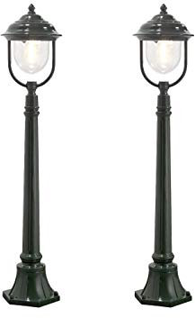 KONSTSMIDE 2er-Set grüne Wegeleuchte PARMA aus Aluminium, E27, IP43, H.: 118 cm; 7225-600