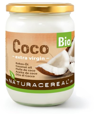Bio Kokosöl nativ 1000 ml im Glas – Naturacereal – unraffiniert, nicht desodoriert – vielseitig zum Kochen, Backen & für Haut & Haare
