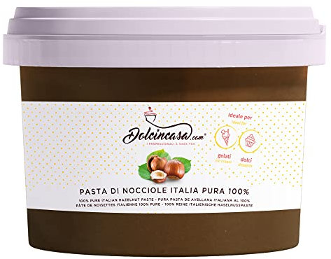 Dolcincasa-Pasta di Nocciole Mortarella 100% pura per Gelati, Creme, per Caffè e usi vari in Pasticceria 500g