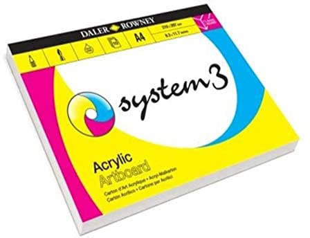 Daler-Rowney System3 Acrylic Art Board, Linen Texture, Pad, Glued 1 Side, 1.4mm Thick, A3 - approx. 11.7 x 16.5in - 29.7 x 42 cm, 10 Sheets
