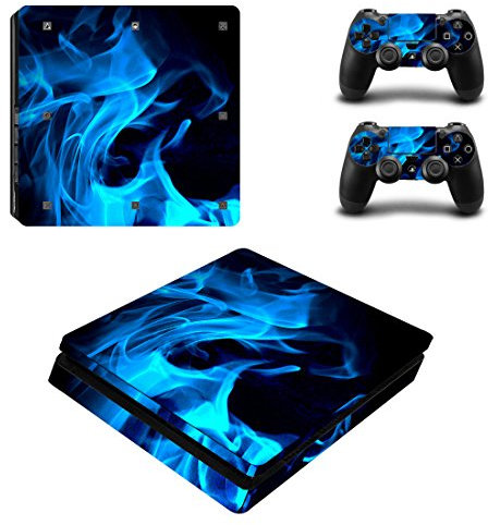 PS4 Slim Haut Aufkleber, Wondder Schutz Vinyl Aufkleber Haut Aufkleber für PS4 Slim Konsole + 2 Controller Skins + 2 x Silikon Daumen Griffe (Farbe 7)