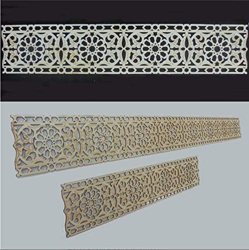 Dekorpanel Bordüre mit Ornament Blüten - Holz 4Stück zu je 50x10x0,3cm