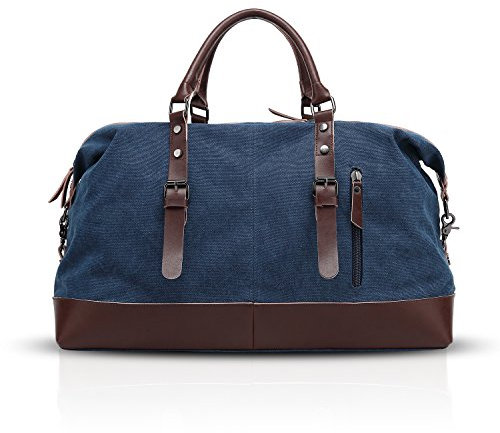 FANDARE Sporttasche Reisetasche Handgepäck Weekender für Damen Herren Multifunktion Umhängetasche Canvas Sporttasche Duffel Bag für Übernachtung Strandhandtasche Reisen Outdoor Camping Blau