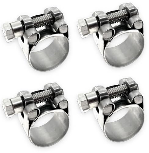 CHUN YUNG DA Hochleistungs-Schlauchschellen, T-Bolzenschelle aus Edelstahl, Einstellbereich 29–31 mm, solide T-Muttern und breites Band für Hochdruckanwendungen (1,14–1,22 Zoll, 4er-Pack)