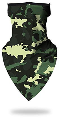 Trimming Shop Multifunktionales Halstuch Bandana Kopfbedeckungsschal mit Ohrriemen Gesichtsbedeckung Staubschutz für Unisex Outdoor Cycling Motorrad Grün Camo