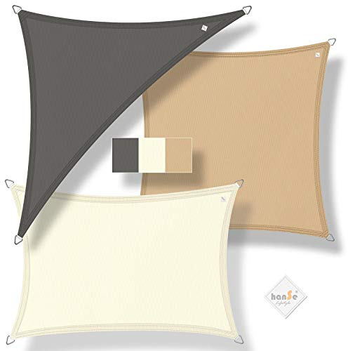 hanSe Sonnensegel rechteckig, Segeltuch Rechteck, 3x5m in Sand, aus Polyester, wetterbeständig, mit UV Schutz und Sonnenschutz, für Garten, Balkon und Terrasse