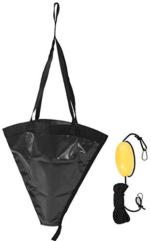 Alomejor Boat Anchor Float Set 24-Inch Drift Sock Sea Anchor Drogue with Kayak Tow Rope Line Buoy Ball Float(black)