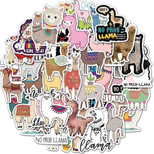 TX 50pcs Süßer Alpaka Aufkleber Girl Stickers Wasserdicht für Wasserflaschen Laptop Skateboard Auto Motorrad Fahrrad PS4 Koffer Snowboard iPhone