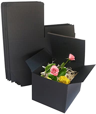 STRBOXONG Geschenkboxen aus schwarzem Kraftpapier, 130x130x130mm, kleine leere Geschenkboxen mit Deckel für Geschenke, niedliche Geschenkboxen für Party, Hochzeit oder Geburtstag (25 Stück)