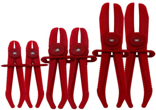 Kellegour 6 PCS Hose Clamping Pliers Set,Lightweight Nylon Hose Clamp Pliers Set,Hose Clamp Plier Set,Plastic Hose Clamp Pliers for Flexible Hoses Fuel Hoses Gas Lines Brake Hoses Radiator Hoses,Red
