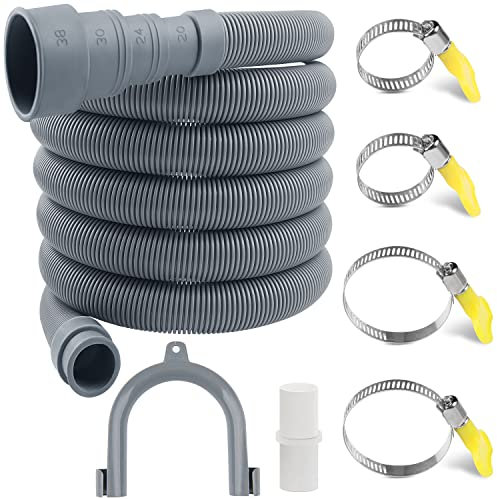 Beslife 10ft Flexible Corrugated Dishwasher & Washing Machine Drain Hose Extension Kit - Grey, PP Material, 1.5 OD, 1.2 Length, 0.222kg, 1 Pack