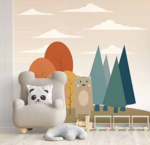 Myphotostation Papier peint amovible pour chambre d'enfant Motif ours 381 x 248 cm