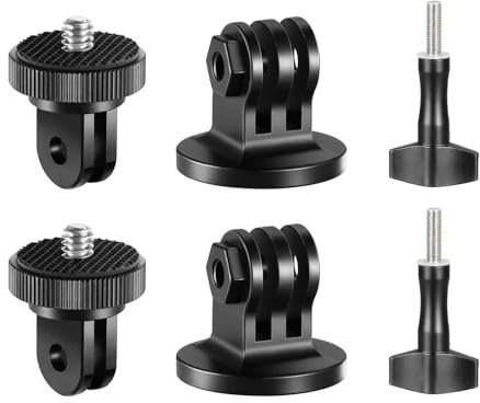 NEEWER Metal Tripod Mount Adapter Compatible with GoPro Hero 13 12 11 10 9 8 7 Max Fusion Insta360 AKASO DJI Osmo Action 4 3 2, 2 Pcs 1/4 Camera Adapter with Thumbscrew for Action Cam Tripod Monopod