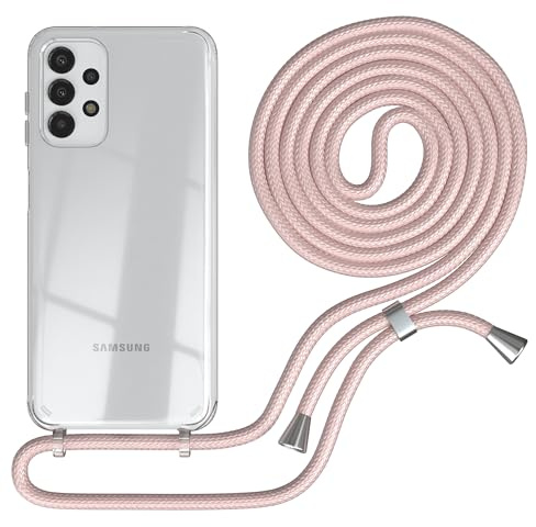 EAZY CASE Handykette kompatibel mit Galaxy A13 4G Handyhülle mit Umhängeband, Handykordel mit Schutzhülle, Silikonhülle, Hülle mit Band, Stylische Kette für Smartphones, Rosé-Gold