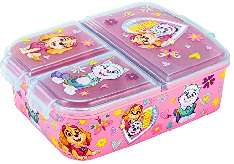 Zawadi Global Paw Patrol Kids Childrens Multi Compartment Rectangular School Travel Lunch Food Box Sandwich Bento Container, BPA Free