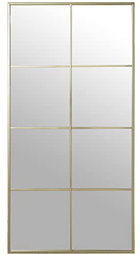 DRW Espejo de Pared Rectangular de Ventana en Metal Dorado 80x2x160cm