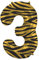 Folat 64163 Luftballon Geburtstag Ziffer Zahl 3 Tiger Chic Löwe Braun Schwarz 86 cm - Helium Ballon Decoration Geburtstagdeko, Ballon Zahl