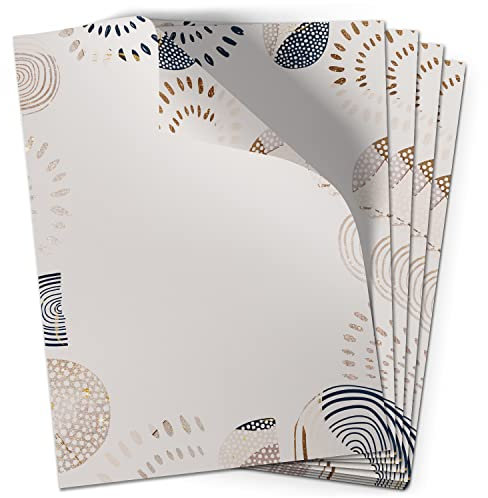Einladungskarten Manufaktur Hamburg 50 Blatt Briefpapier (A4) | Modern Art Aquarell | Motivpapier | edles Design Papier | beidseitig bedruckt | Bastelpapier Speisekarten Briefe | 90 g/m²