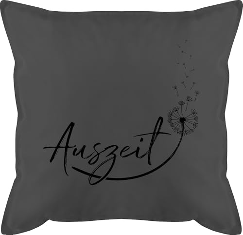 Kissen 50x50 - Statement - Auszeit Entspannung Relaxen Pusteblume - 50 x 50 cm - Grau - relax spruch statement-kissen statements pusteblumen schmusekissen mit kopfkissen schwarz entspannungs bezug
