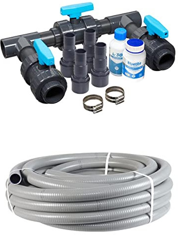 LionFlex Bypass Set Basic ALL-PRO + PVC Klebeschlauch DN 43x50 mm | Pool Schwimmbad Wärmepumpe Solaranlage Poolheizungen Teich