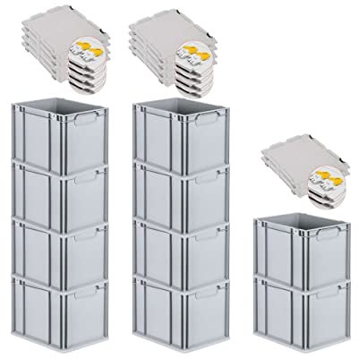 PROREGAL SuperSparSet 10x Eurobox NextGen Economy mit Scharnierdeckel & gelben Verschlüssen | Griffe geschlossen | HxBxT 32x30x40cm | 30 Liter | Eurobehälter Transportbox Transportbehälter