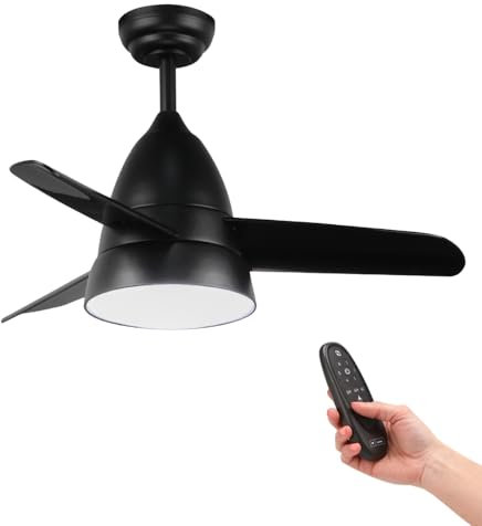 M mimotec - Ventilador de Techo con luz Led Silence 54W Negro, mando a distancia, motor DC 30W+Luz Led 24W, 6 velocidades, Silencioso,3 Aspas, 91 cm, función verano-invierno, temporizador. LM8806