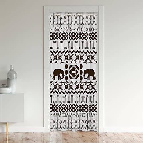 richhome Braun Afrika Raum Teiler Vorhang 106x203 1 Panel Ethnische Stamm Elefant Tür Drape für Trennwand Schattierung Geometrische Streifen Boho Stil Raum Tür Vorhang