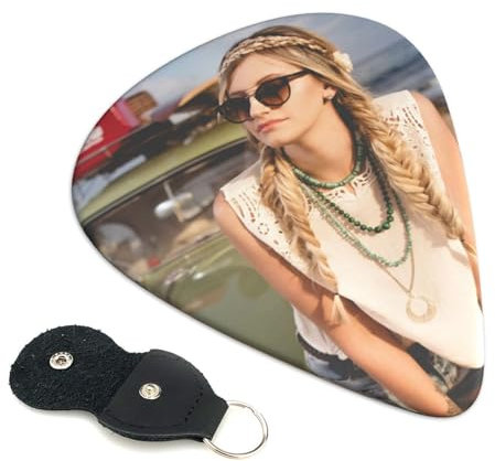 Personalisierte Gitarre Picks 6-Pack, Gitarren-Plektrum Mit Individuellem Namen/Bild/Logo, für Bass E-Gitarre Akustikgitarre Ukulele,schweres Plektrum, Geschenk für Gitarrenspieler Männer Frauen
