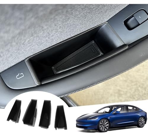 GAFAT New Tesla Model 3 2024 2025 Storage Box, Tesla Model 3 Highland 2024 Centre Console Shelves Organiser Tray for Door Buckle, Tesla Model 3 2024 Accessories (Front & Back Door, 4 pcs)
