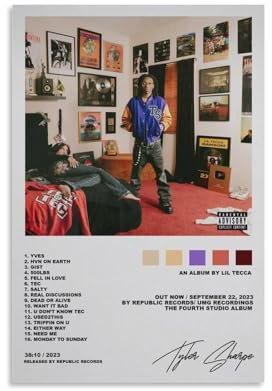 Lil Tecca TEC Leinwandposter, Schlafzimmer, Dekoration, Landschaft, Büro, Valentinstag, Geburtstag, Geschenk, ungerahmt, 30 x 45 cm