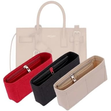 LinerLink Taschen-Organizer für YSL Sac de Jour kleine Tasche (L x H x T): 32 x 25 x 16,5 cm, handgefertigter Tascheneinsatz, 2 mm Filztascheneinsatz, Damen-Handtaschenformer (schwarz, Stil B: