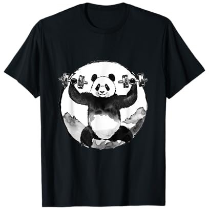 Hantel Panda Lustig Muskel Workout Gym Diät Lustiges Tier T-Shirt