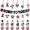 32 Stück Rock and Roll Party Dekoration, Geburtstag Dekoration Set inklusive Born to Rock Banner Hanging Swirls, Gitarre Cake Topper, Rockmusik Cupcake Topper Musikalische Thema Party Zubehör