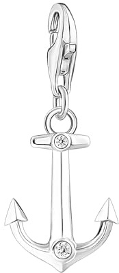 THOMAS SABO Charm-Anhänger Anker mit Steinen Silber 925 Sterlingsilber