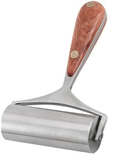 Rouleau en Cuir avec Manche en Bois, Bords De Colle en Cuir, Rouleau De Résistant À Pression pour Papier Peint Roulant