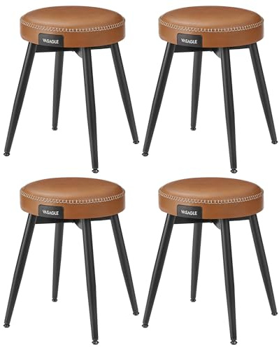 VASAGLE EKHO Kollektion - Esszimmerstühle, 4er Set, Küchenstühle, Kunstleder, Mid-Century-Modern-Stil, 48,2 cm hoch, einfacher Aufbau, Schlafzimmer, karamellbraun LDC171S01