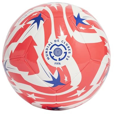 adidas Unisex-Adult FIFA Club World Cup Club Soccer Ball, White/Lucid Red/Power Blue/Black, 5